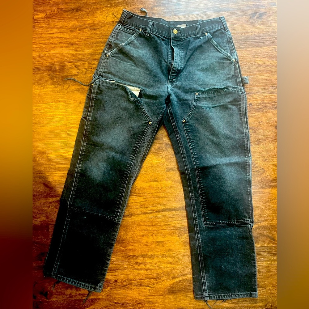 Vintage Carhartt, canvas, double knee utility jeans